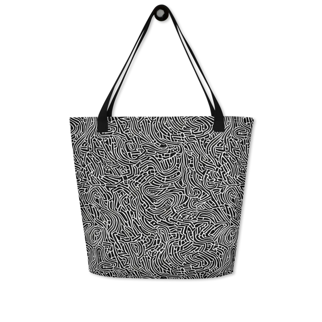 Obsidian Labyrinth on Large Tote Bag W/ Pocket — Front