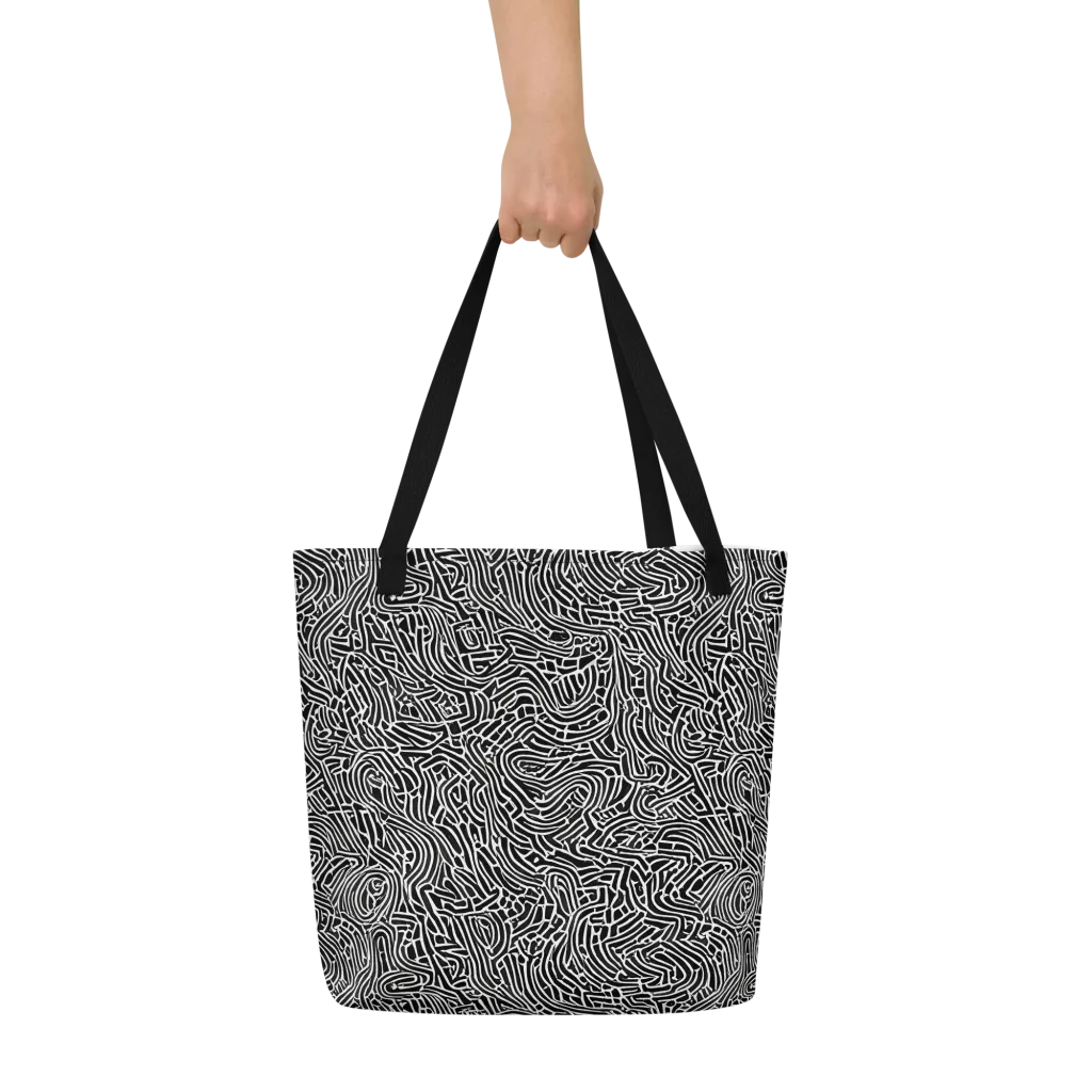 Obsidian Labyrinth on Large Tote Bag W/ Pocket — Front