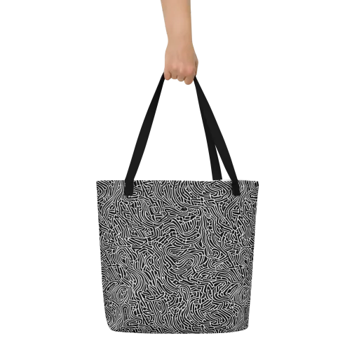 Obsidian Labyrinth on a Large Tote Bag W/ Pocket