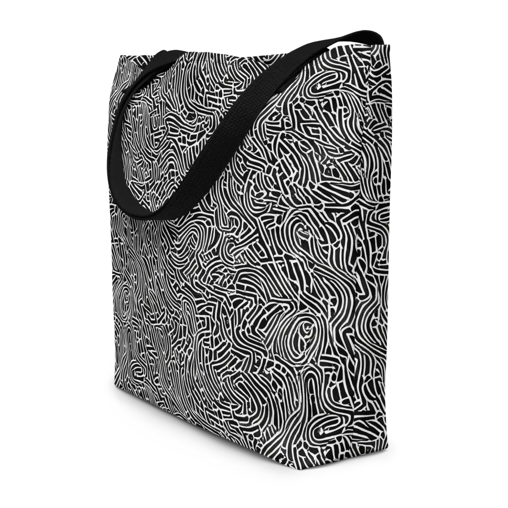Obsidian Labyrinth on Large Tote Bag W/ Pocket — Front