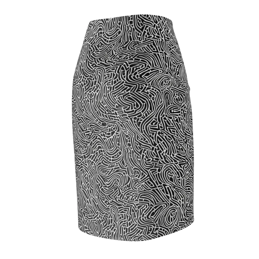 Obsidian Labyrinth on Pencil Skirt — Back Side