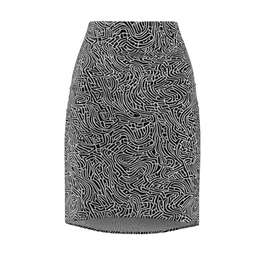 Obsidian Labyrinth on a Pencil Skirt