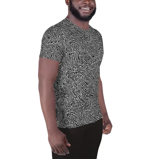 Obsidian Labyrinth on a Men's Athletic T-Shirt