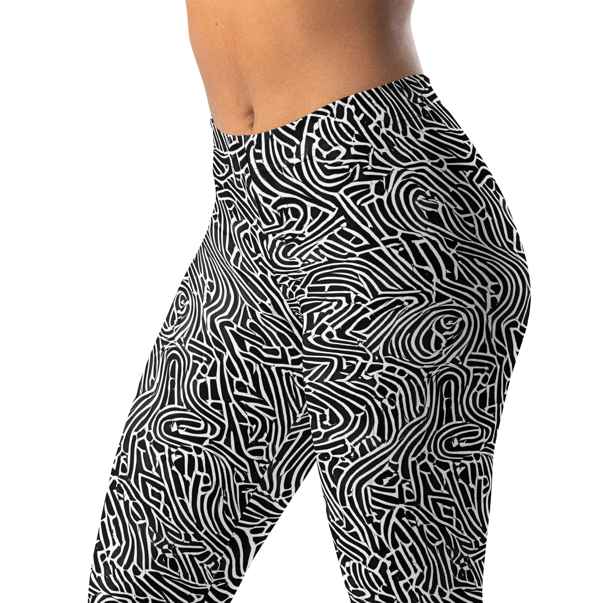 Obsidian Labyrinth on Leggings — Left Front
