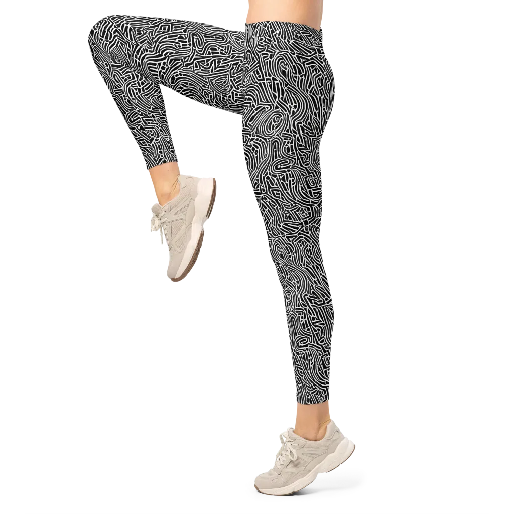 Obsidian Labyrinth on Leggings — Left