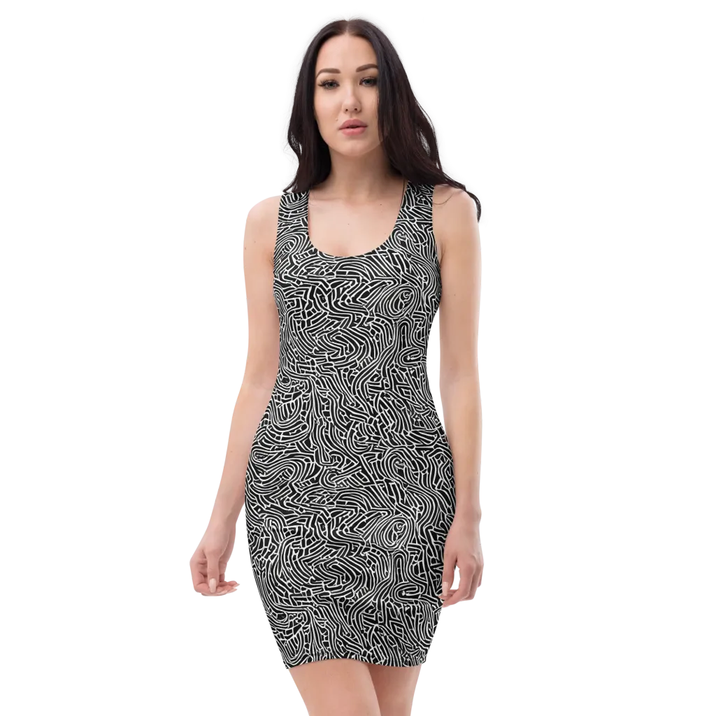 Obsidian Labyrinth on Bodycon Dress — Front