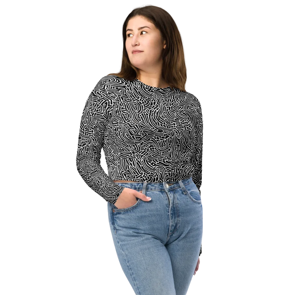 Obsidian Labyrinth on Long Sleeve Crop Top — Front