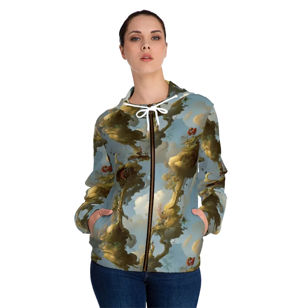 Cloudbound Canopy on Women's Full-Zip Hoodie — Front On Person