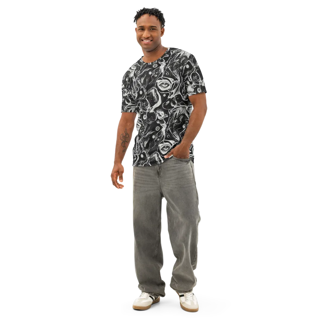 Nocturne Flux on Men's Cotton Crew Neck T-Shirt — Front
