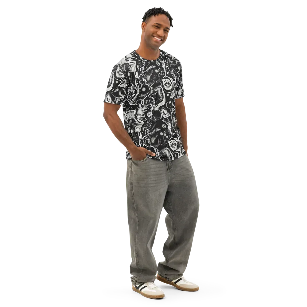 Nocturne Flux on Men's Cotton Crew Neck T-Shirt — Right Front