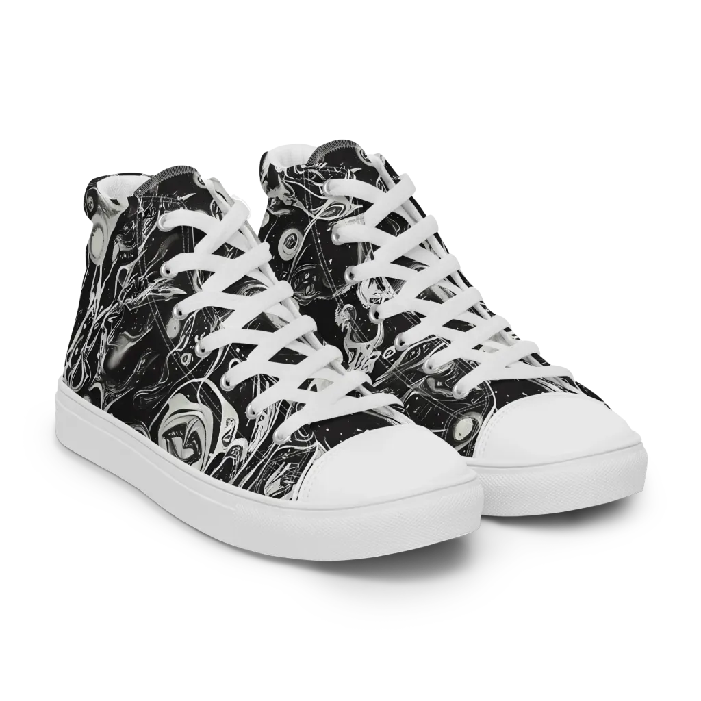 Nocturne Flux on Men's High Top Canvas Shoes — Right Front