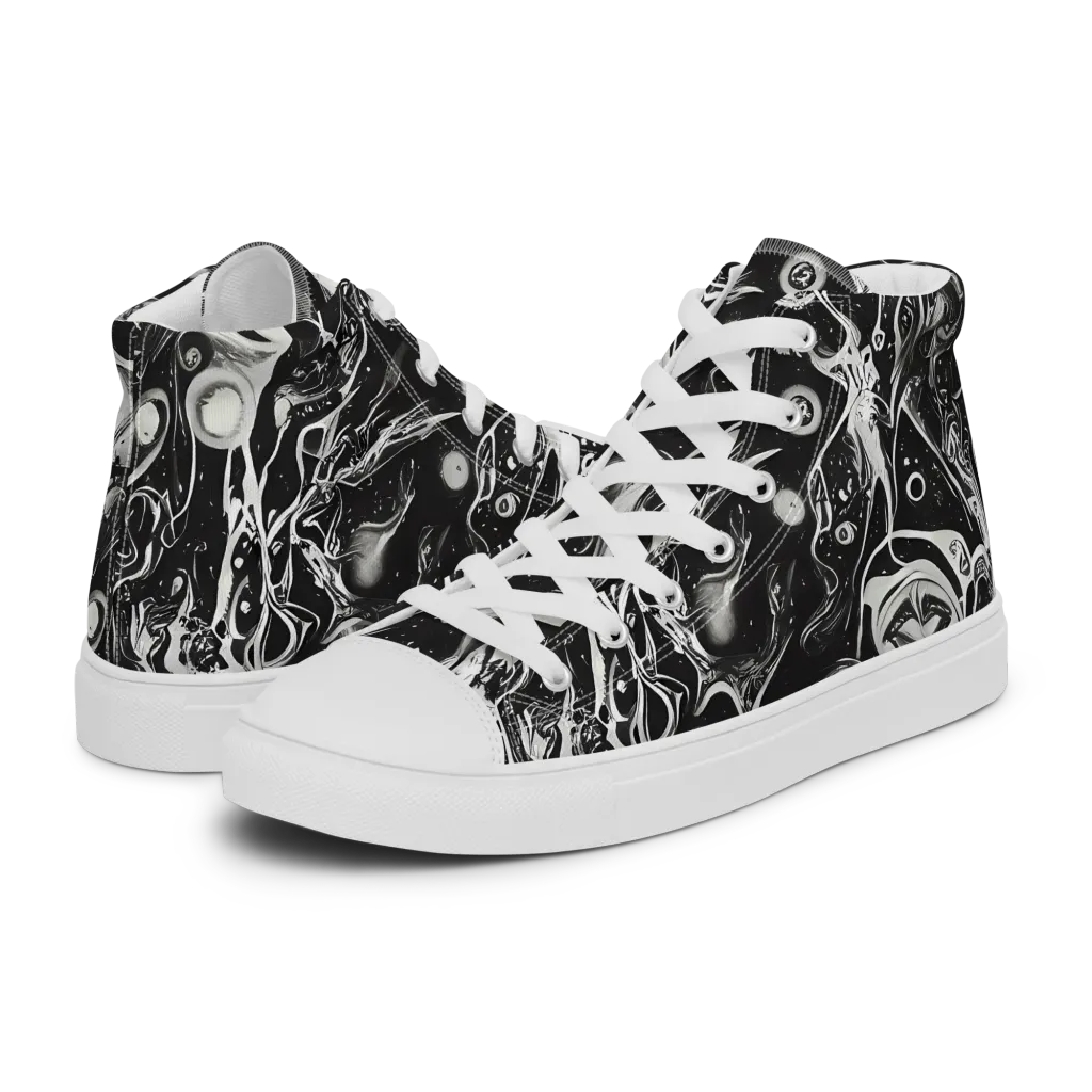 Nocturne Flux on Men's High Top Canvas Shoes — Left