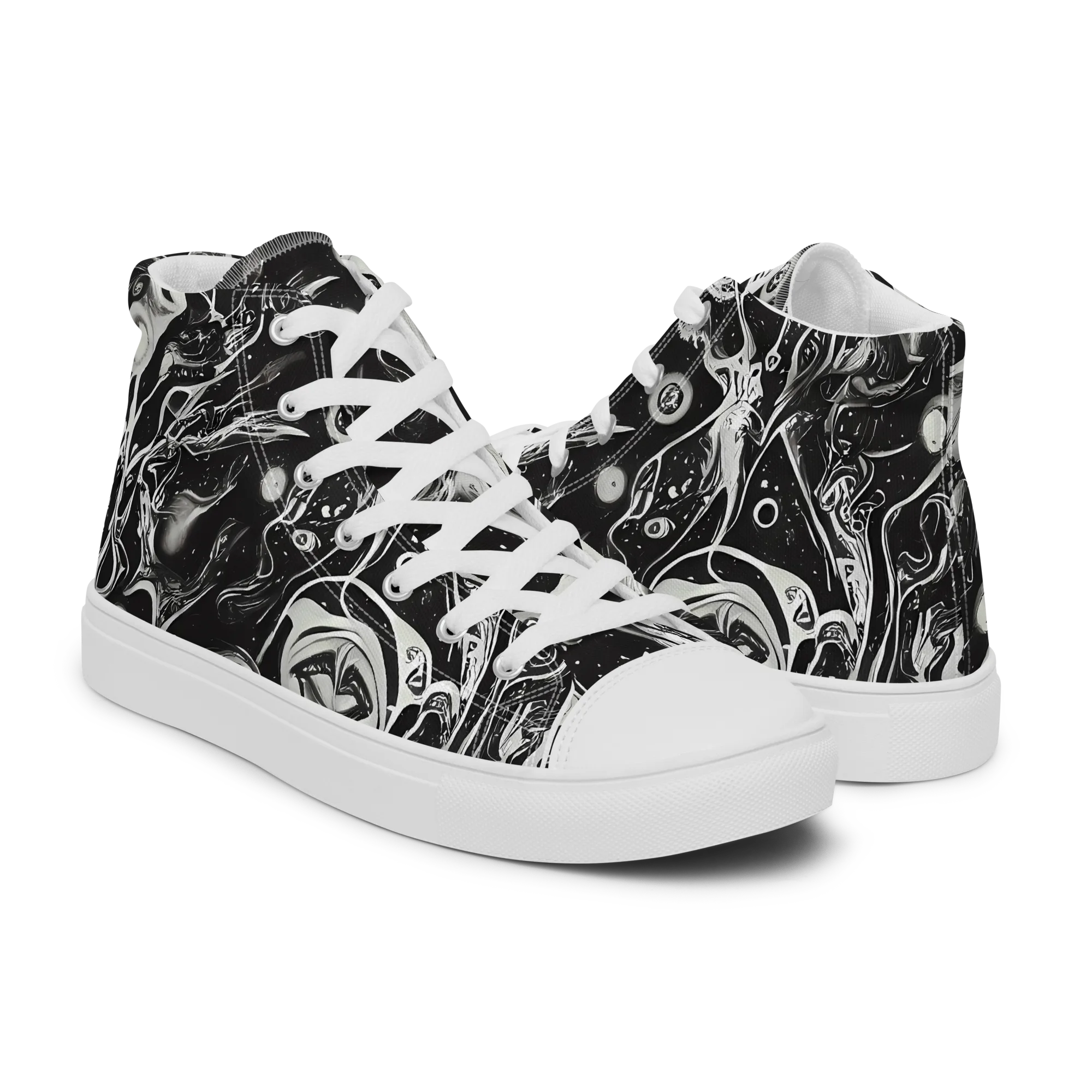 Nocturne Flux on Men's High Top Canvas Shoes — Right