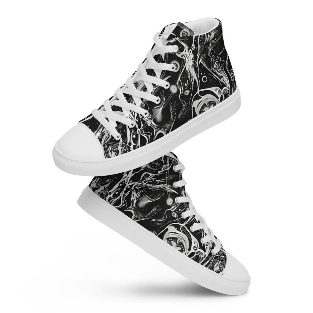 Nocturne Flux on Men's High Top Canvas Shoes — Front