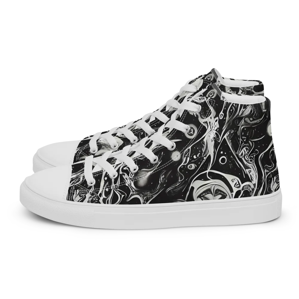 Nocturne Flux on Women's High Top Canvas Shoes — Left