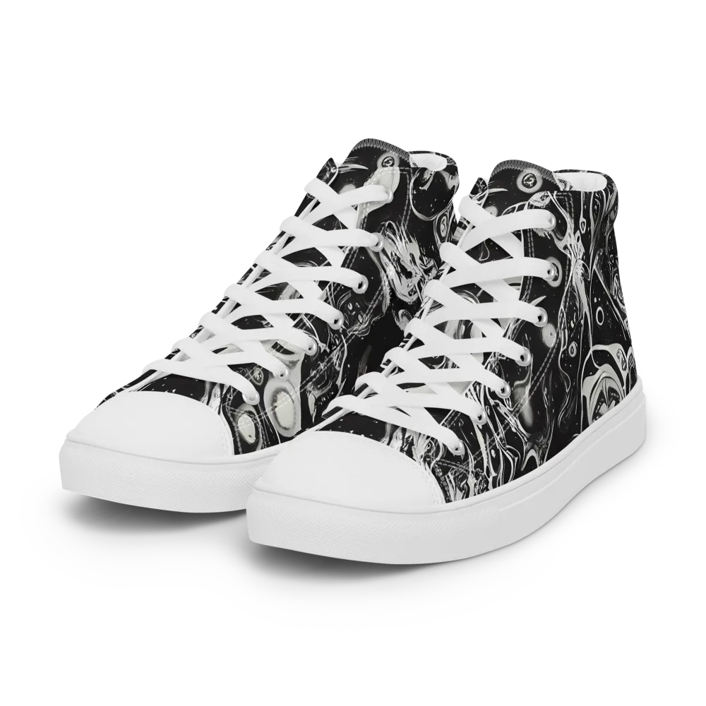 Nocturne Flux on Women's High Top Canvas Shoes — Left Front