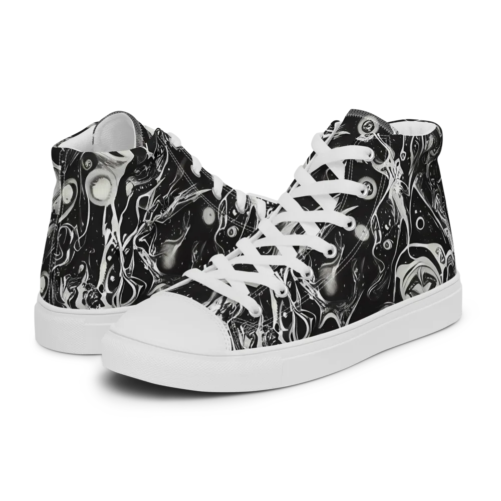 Nocturne Flux on Women's High Top Canvas Shoes — Left