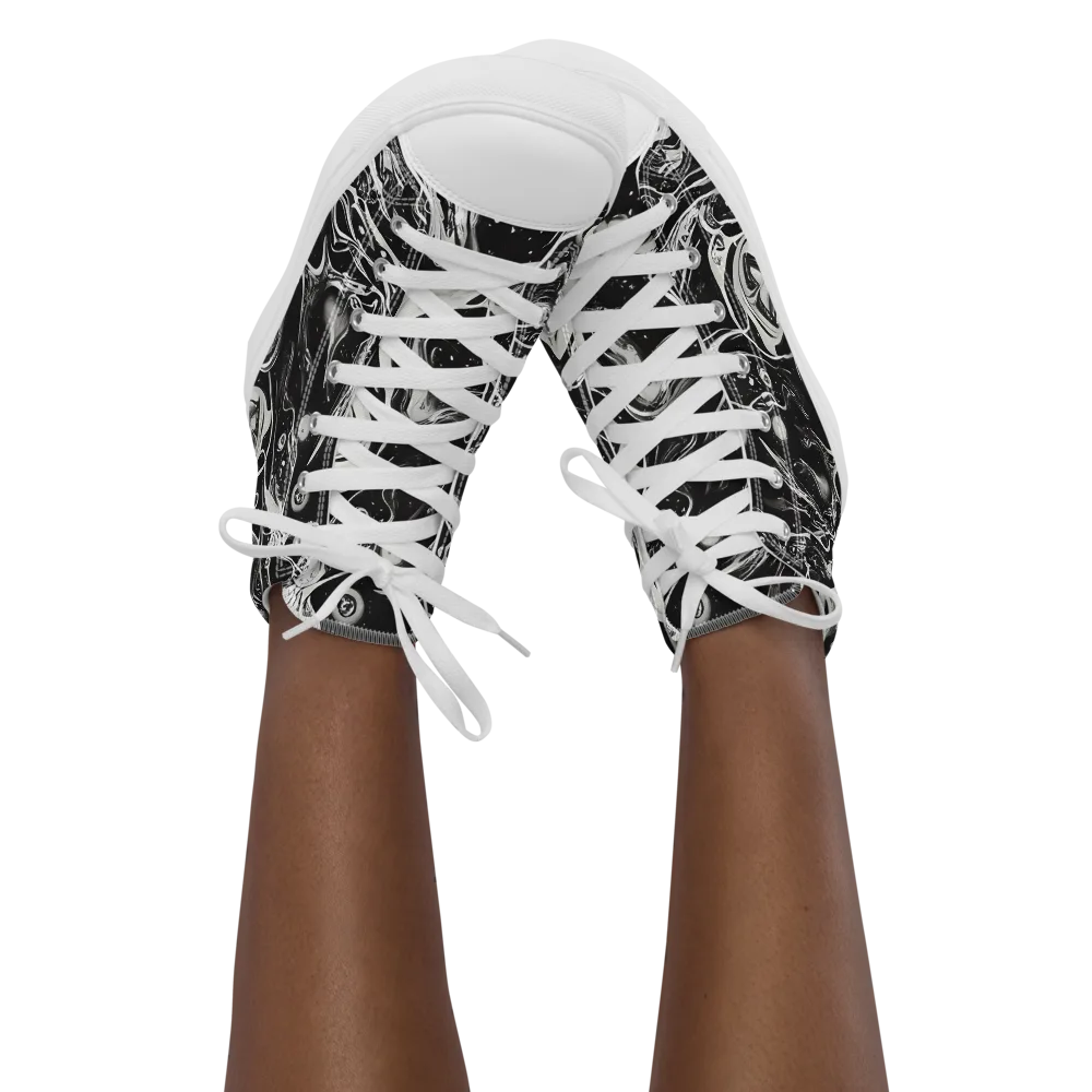 Nocturne Flux on Women's High Top Canvas Shoes — Front