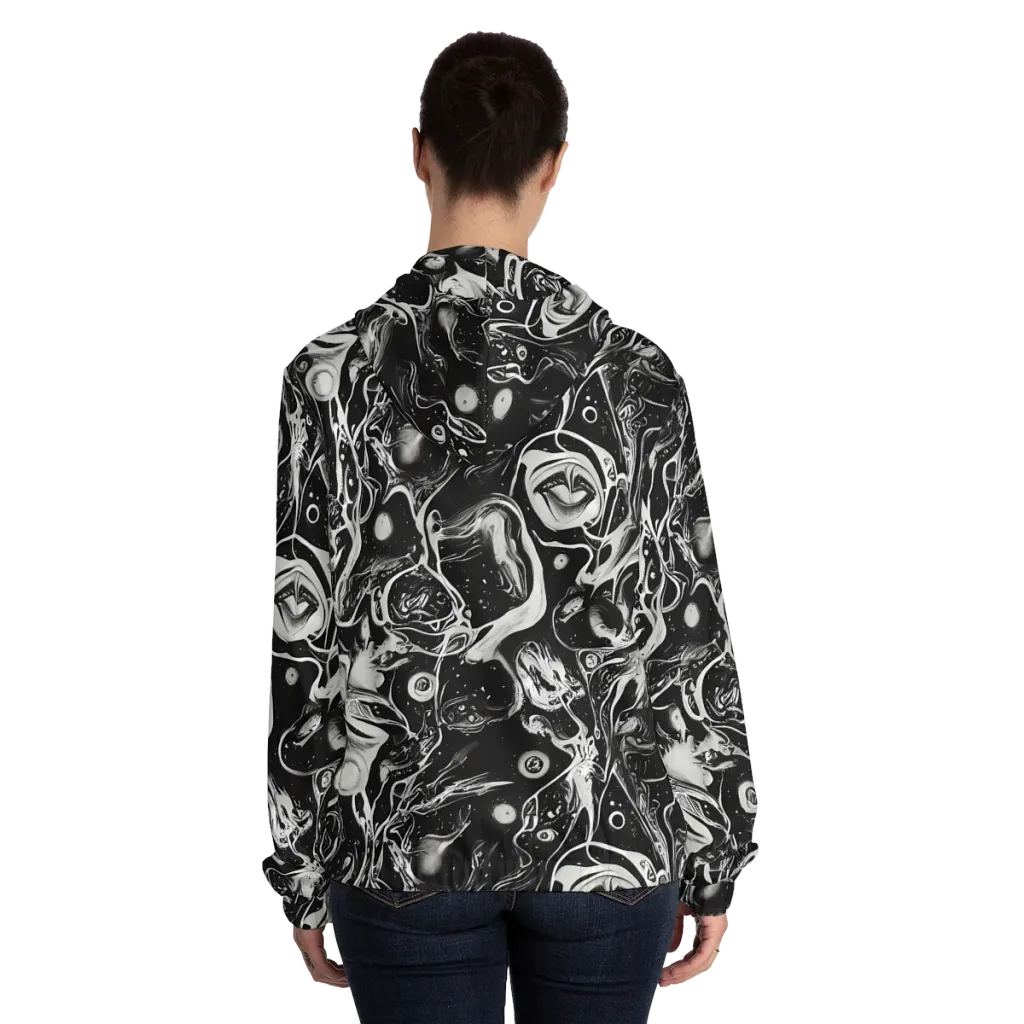 Nocturne Flux on Women's Full-Zip Hoodie — Back On Person