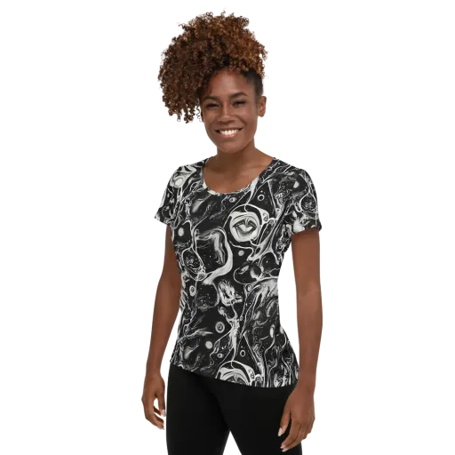 Nocturne Flux on a Women's Athletic T-Shirt
