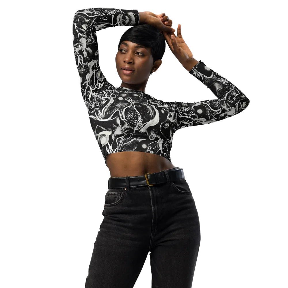 Nocturne Flux on Long Sleeve Crop Top — Front