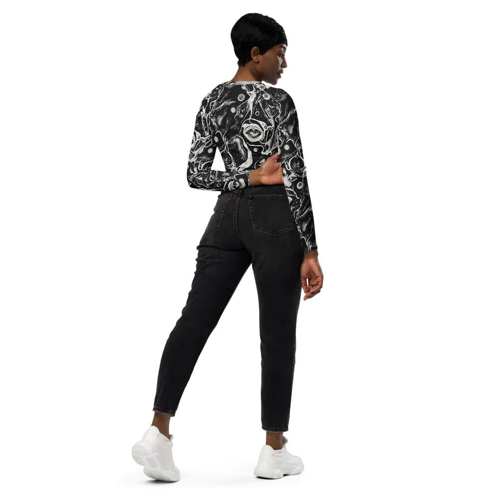 Nocturne Flux on Long Sleeve Crop Top — Right Back