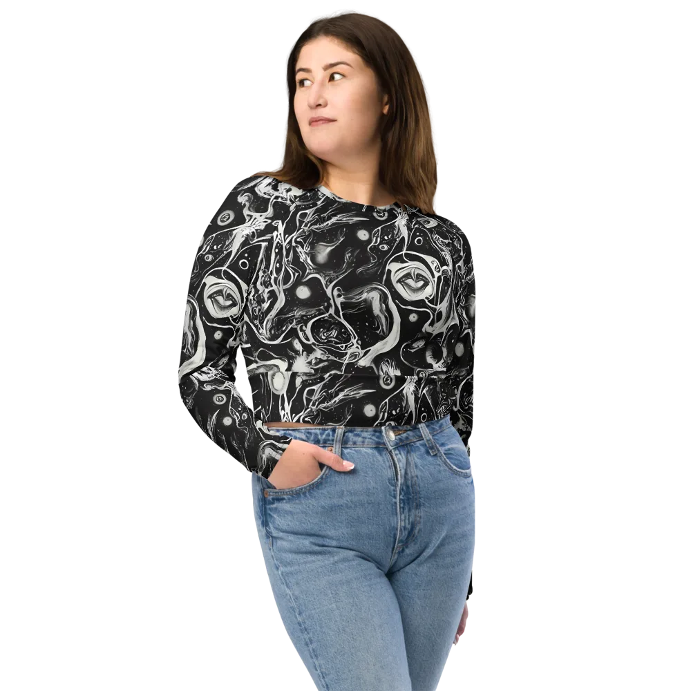 Nocturne Flux on Long Sleeve Crop Top — Front