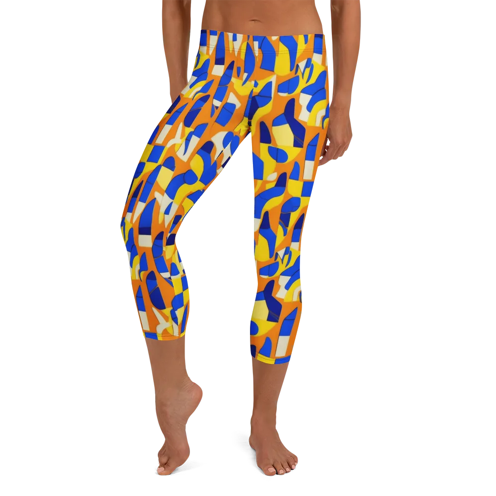 Blue Hour Geometry on Capri Leggings — Front