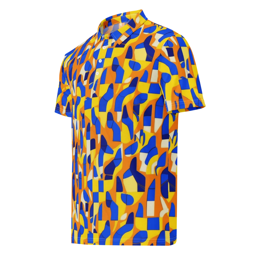 Blue Hour Geometry on Men's Slim Fit Polo Shirt — Left Front