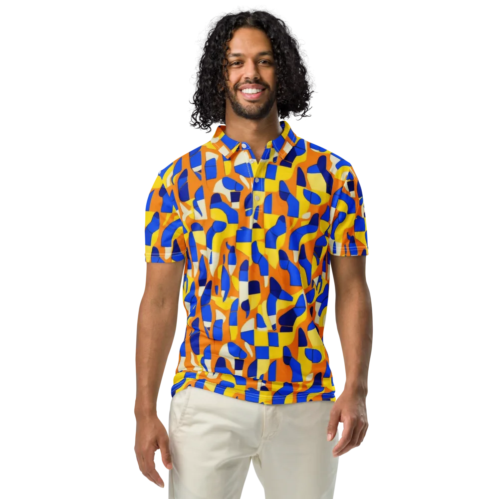 Blue Hour Geometry on Men's Slim Fit Polo Shirt — Front