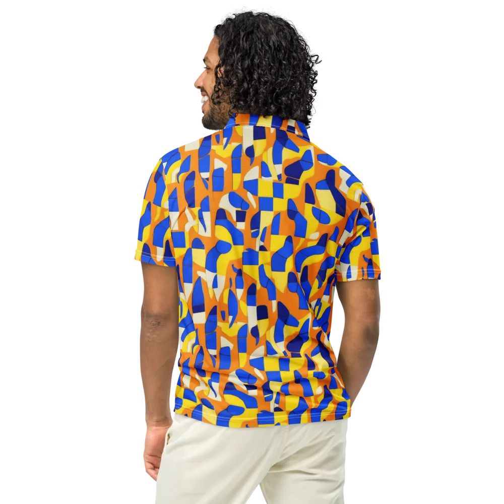 Blue Hour Geometry on Men's Slim Fit Polo Shirt — Back