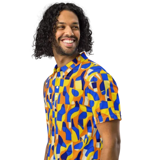 Blue Hour Geometry on a Men's Slim Fit Polo Shirt