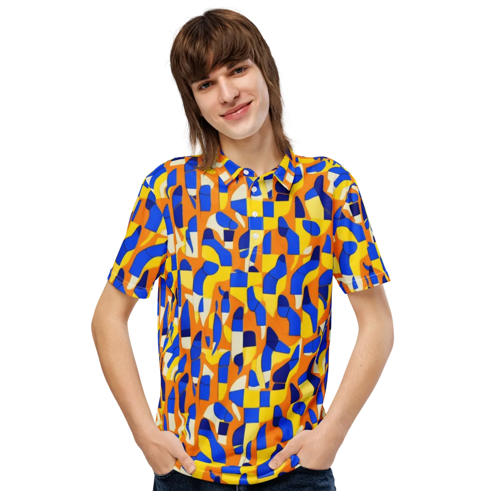 Blue Hour Geometry on Men's Slim Fit Polo Shirt — Front