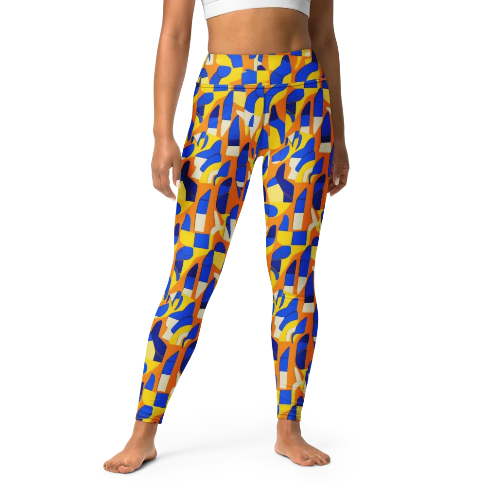 Blue Hour Geometry on Yoga Leggings — Front