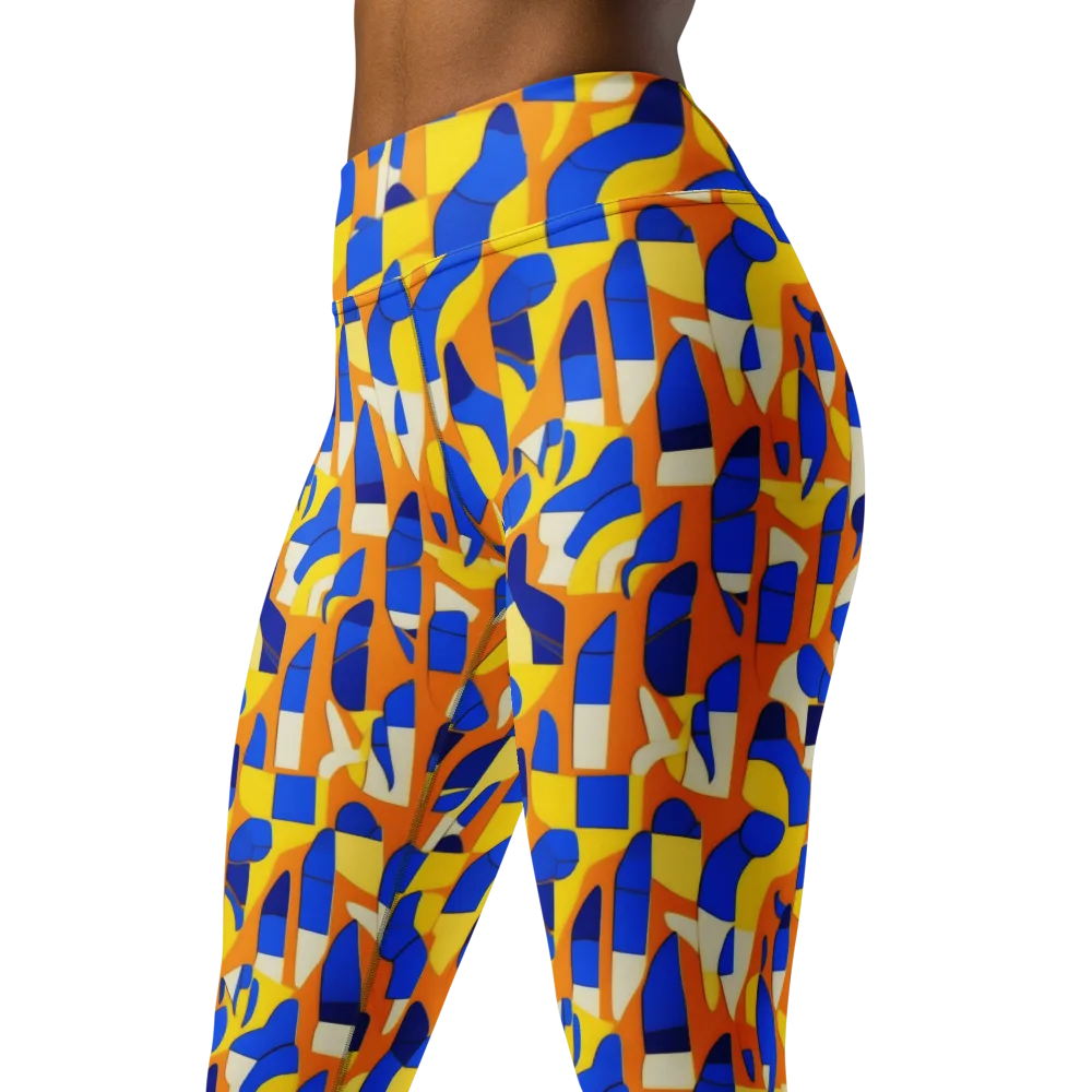 Blue Hour Geometry on Yoga Leggings — Left Front