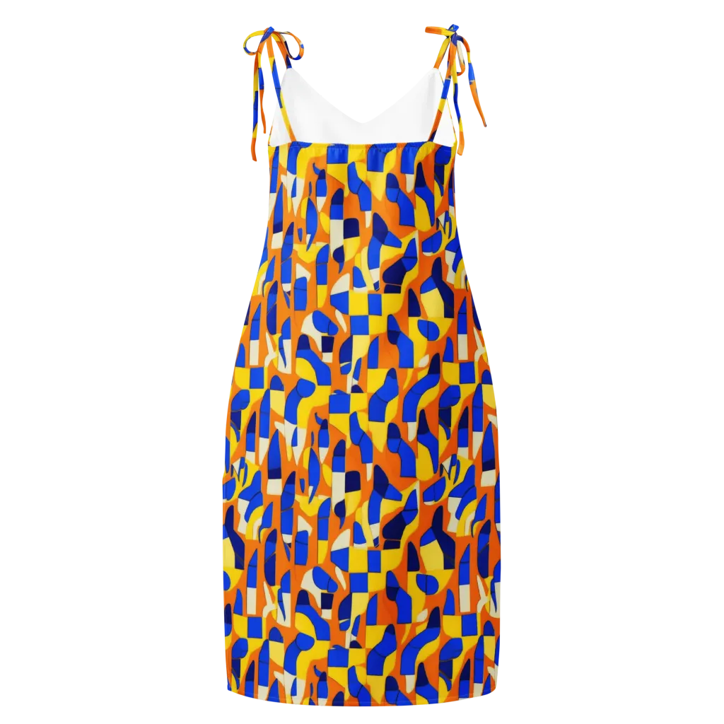 Blue Hour Geometry on Slip Dress — Back