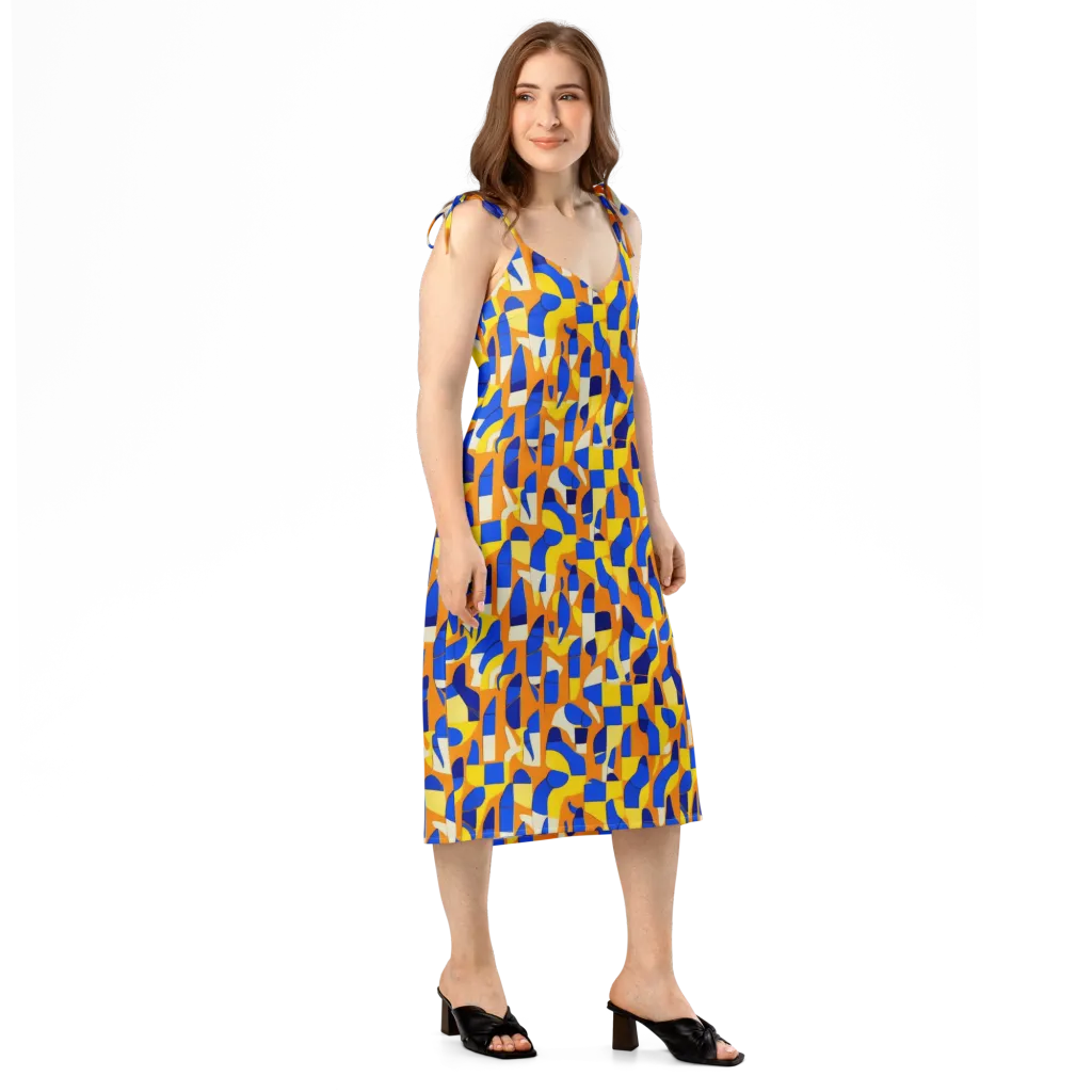 Blue Hour Geometry on Slip Dress — Right Front