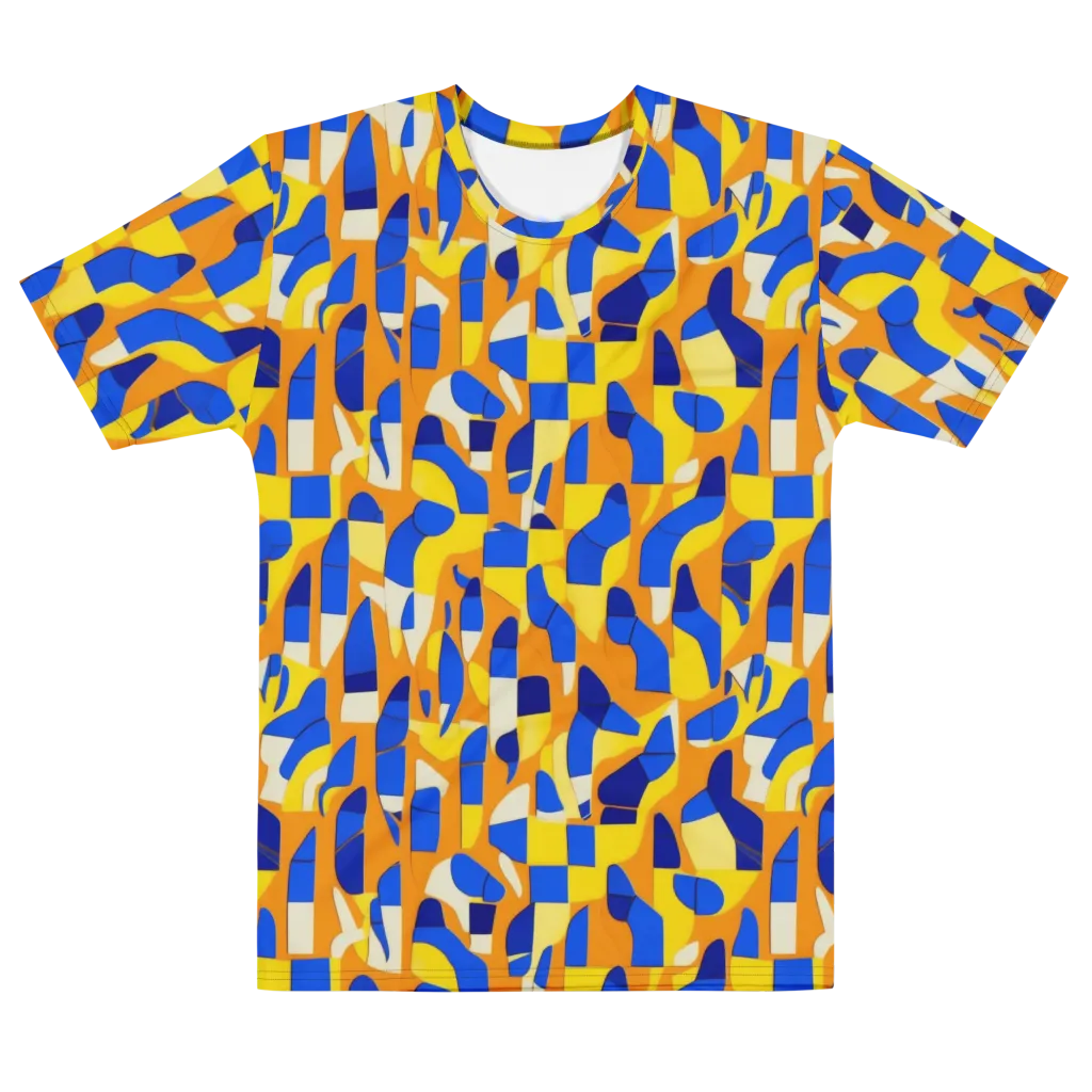 Blue Hour Geometry on Men's Cotton Crew Neck T-Shirt — Front
