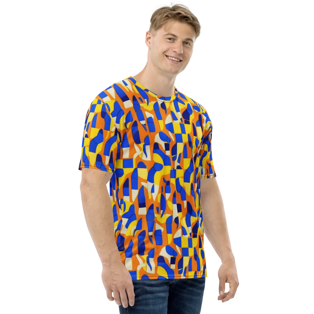 Blue Hour Geometry on Men's Crew Neck T-Shirt — Right