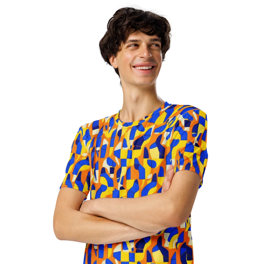 Blue Hour Geometry on Men's Crew Neck T-Shirt — Left Front