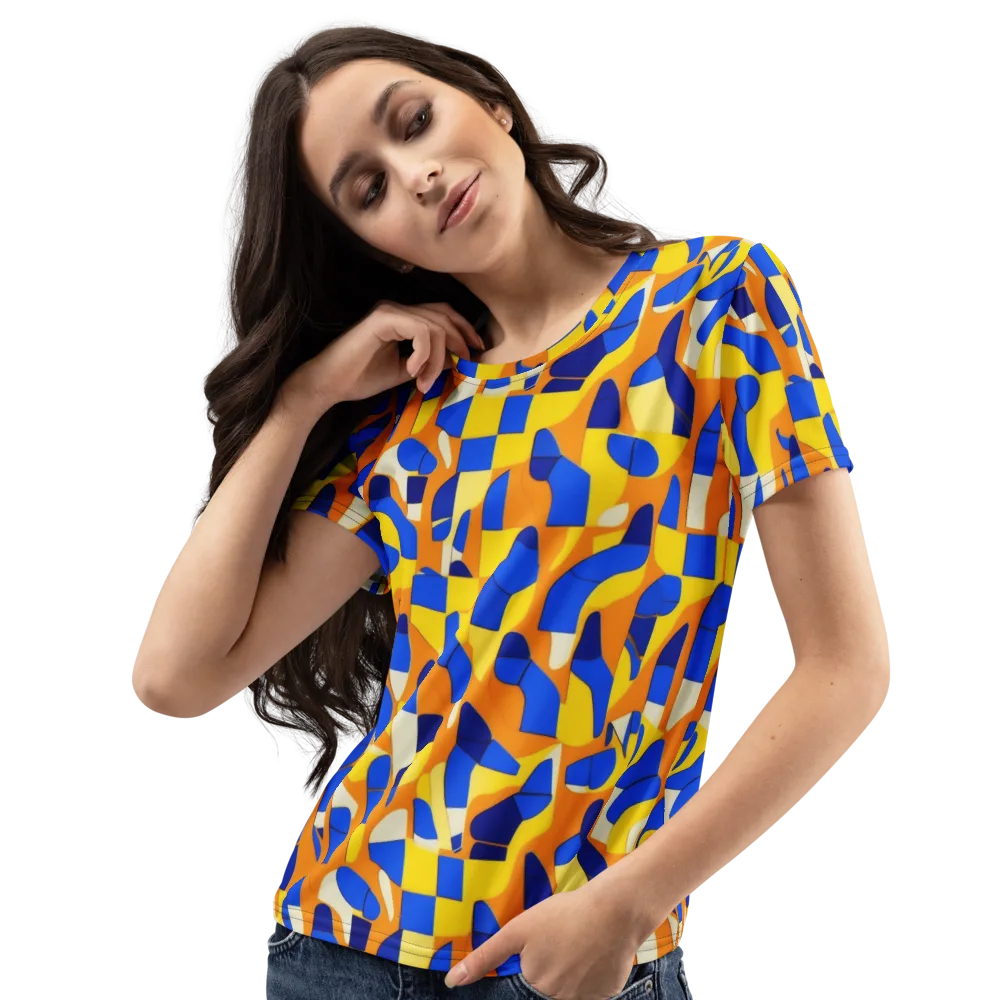 Blue Hour Geometry on Women's Crew Neck T-Shirt — Left Front