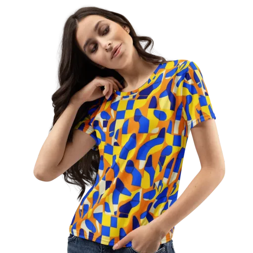 Blue Hour Geometry on a Women's Crew Neck T-Shirt