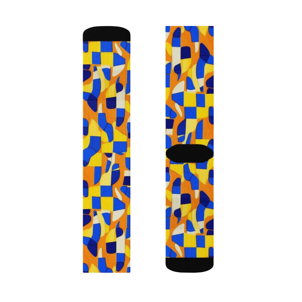 Blue Hour Geometry on Socks — Left Sock