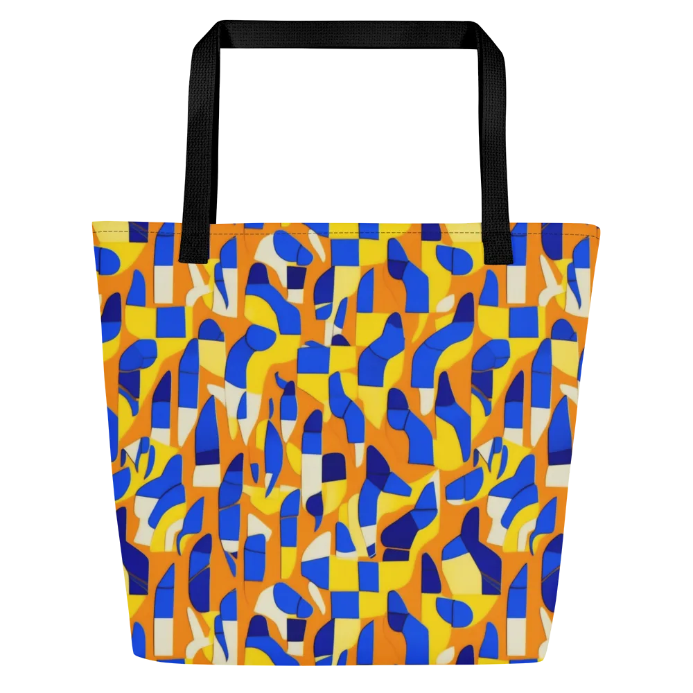 Blue Hour Geometry on Large Tote Bag W/ Pocket — Front