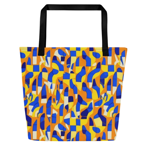 Blue Hour Geometry on a Large Tote Bag W/ Pocket