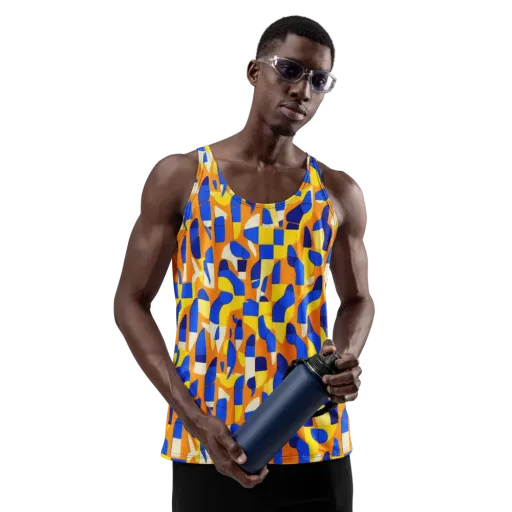 Blue Hour Geometry on a Men's Tank Top