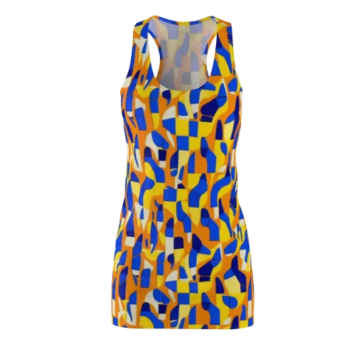 Blue Hour Geometry on a Racerback Dress