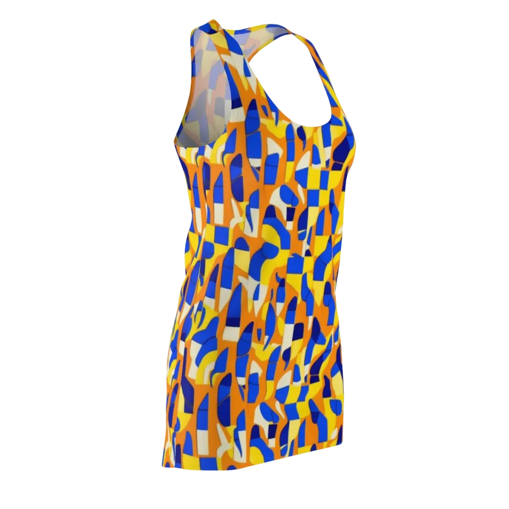 Blue Hour Geometry on Racerback Dress — Front Side