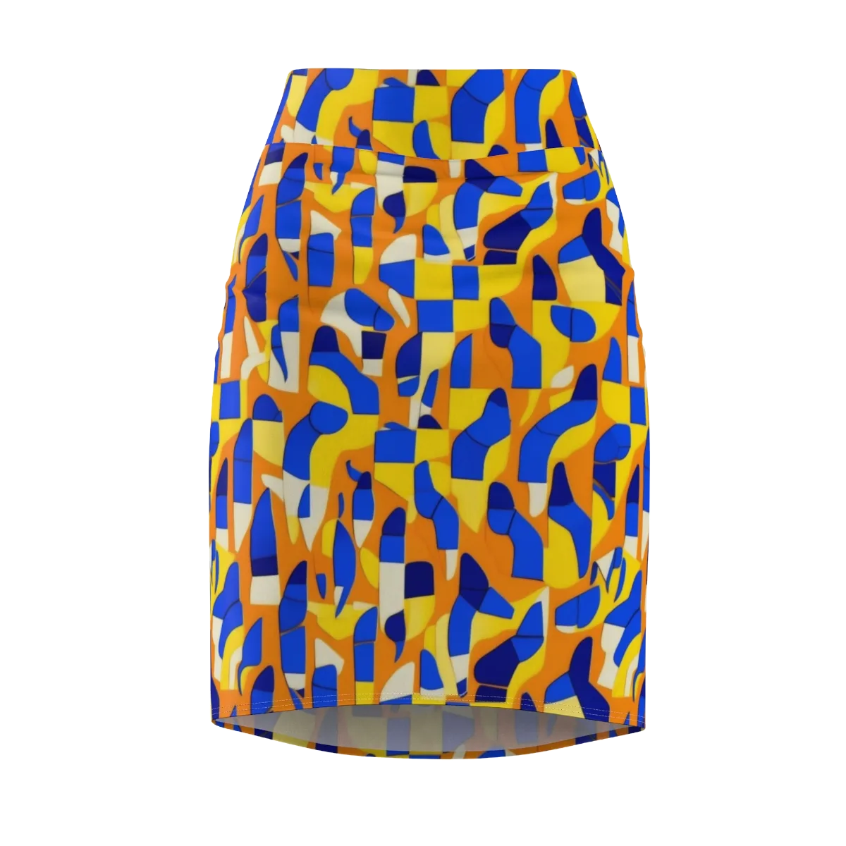 Blue Hour Geometry on Pencil Skirt — Front