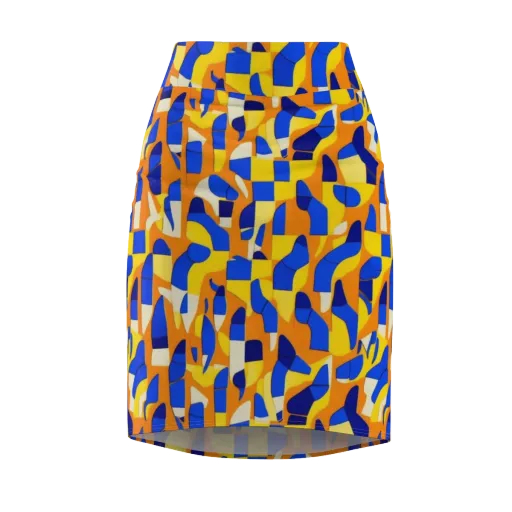 Blue Hour Geometry on a Pencil Skirt